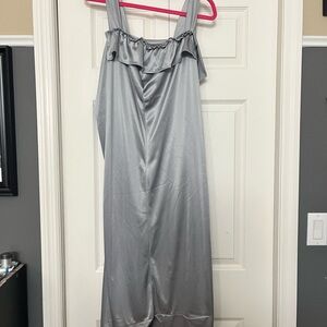 Vintage Handmade Elegant Silver Ruffle Dress